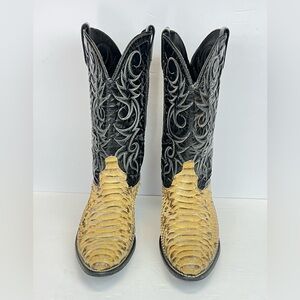 Mens Boots  13D Vintage Python Snake Skin Leather Western Cowboy  Made In USA
